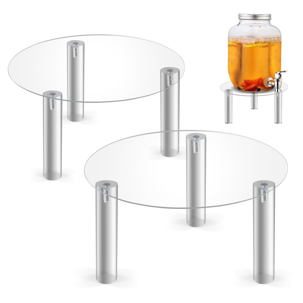 Beverage Dispenser Stand, 2PCS Drink Dispenser Stand for Max 7.48 Inch Glass Drink Dispenser for Home Party Bar Wine Juice Tea Lemonade (Acrylic Stand Only)