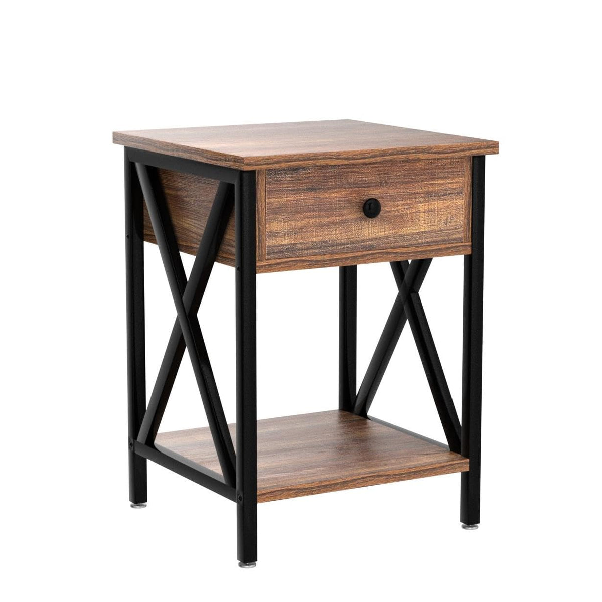 VECELO Nightstands, Modern End Side Tables,Night Stand Set of 2 with Drawer &Storage Shelf for Bedroom Living Room Office Lounge, 2, Brown