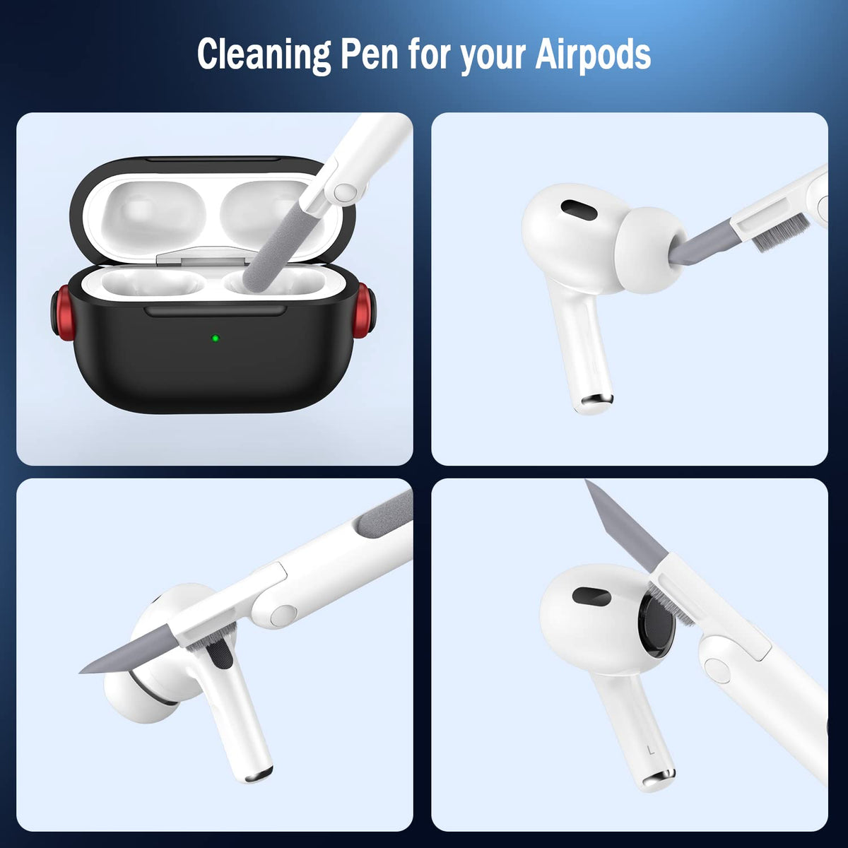 R-fun for Airpods Pro Case (2nd/1st Gen,2023/2022/2019) with Secure Lock & Cleaning Kit, Music Headset Earphone Protective Case Cover Compatible with Airpods Pro 2 (USB-C/Lightning Cable), Black/Red