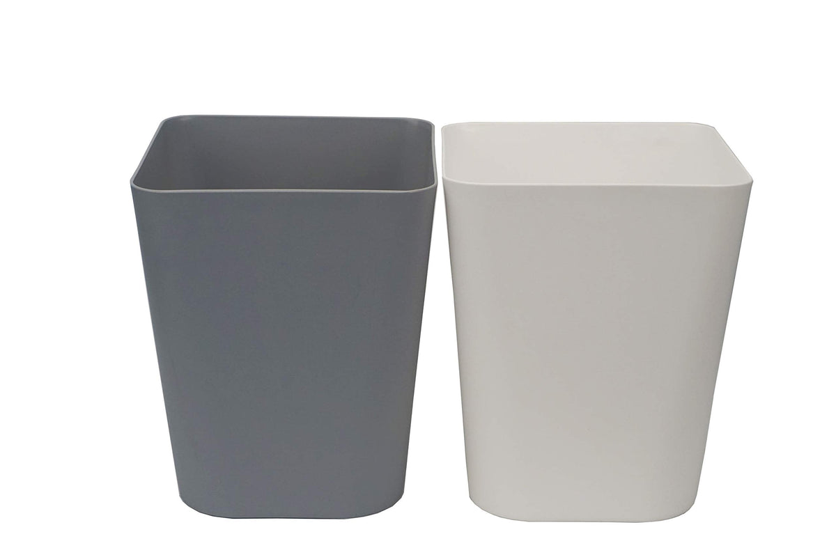 Feiupe 1.6 Gallon Small Trash Can Wastebasket for Kitchen Office Bathroom,Pack of 2(White+Gray)