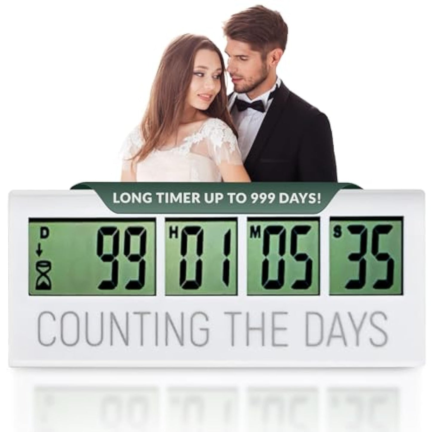 Countables Counting the Days Countdown Clock - Up to 999 Days LCD Digital Timer - Easy to Set & Read Reusable Count Down Timer for Retirement, Wedding, Christmas, Holiday,Baby Due Date,Birthday & More