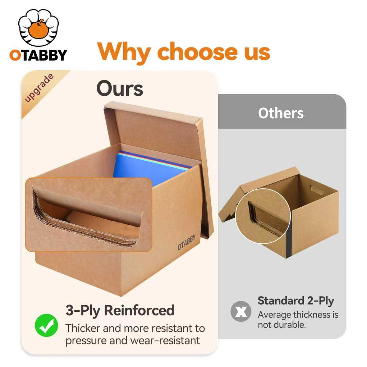 Archival Storage Boxes (8-Pack) - Extra Strong 3-Ply Side Walls, Heavy-Duty Kraft Board, Ready-To-Assemble with Handles and Lids for Files and Photo Storage, Legal/Letter Size 12x16x10 Inches