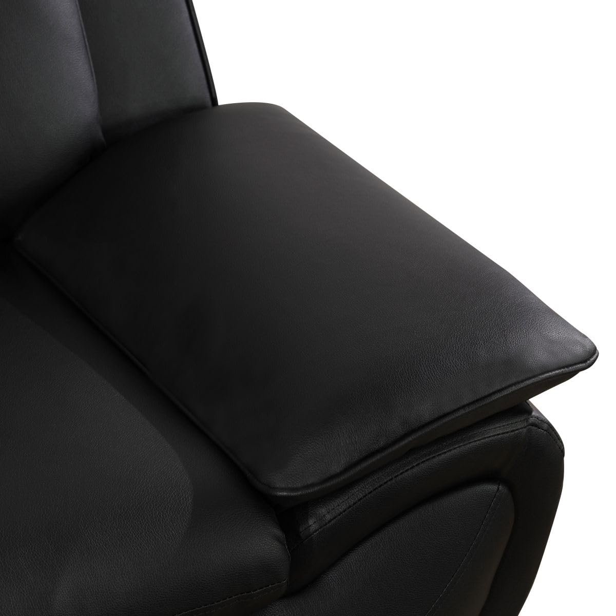 UOCFYK Lounge Comfy Faux Leather Sectional Sofa Modern Couch for Small Living Room/Dorm/Bedroom/Office/Apartment for Small Spaces, (Black-2, Three-Piece)