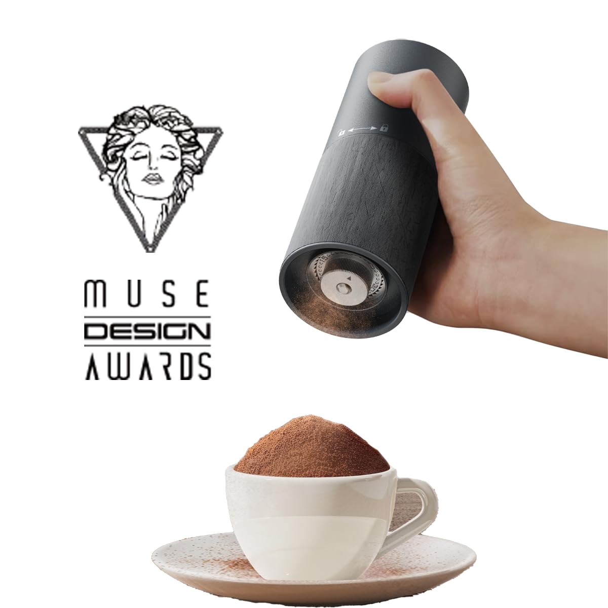 CERA+ Portable Coffee Bean Grinder,Electric Coffee Grinder,Coffee Grinder with 90 Precise Grind Setting,Auto‑Stop & One-Button,Burr Coffee Bean for Espresso,Pour-Over, French Press Moka, with Bag