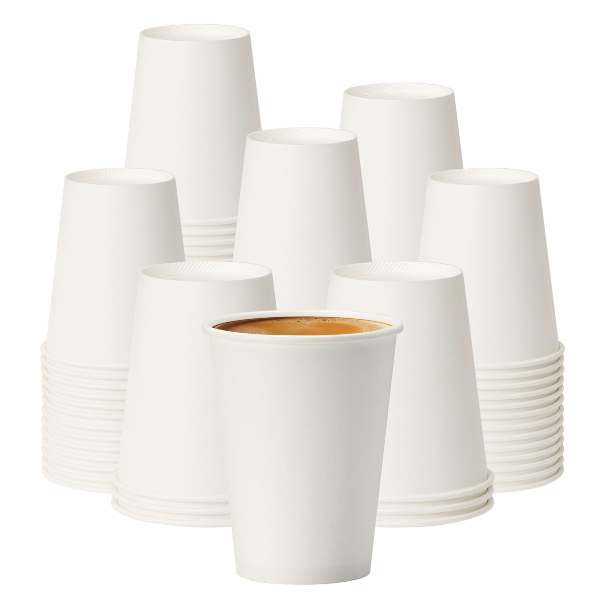 ECOEXTRA Coffee Cups 12 oz 300 Pack, 12 oz Paper Cups, Hot Beverage Drinking Cups, White Paper Hot Disposable Coffee Cups, Suitable for Party, Picnic, Travel, and Events