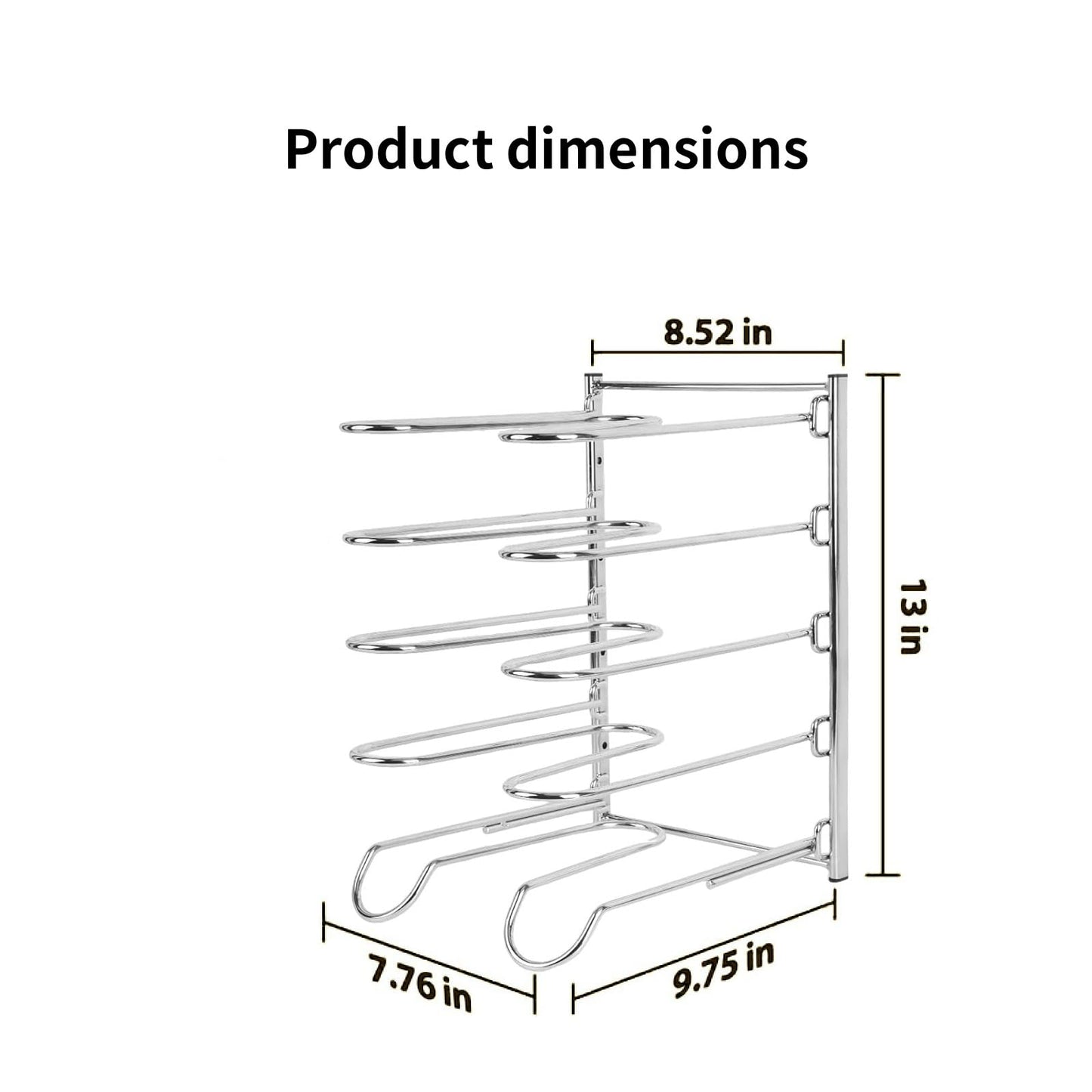 HBUYGF Pizza Rack, 5-Tier Stainless Steel Pizza Pan Storage Rack, Compact and Convenient Design for Easy Storage Multiple Pizzas pan 10.43" L x 8.52" W x 13" H, Pizza Pan R ack