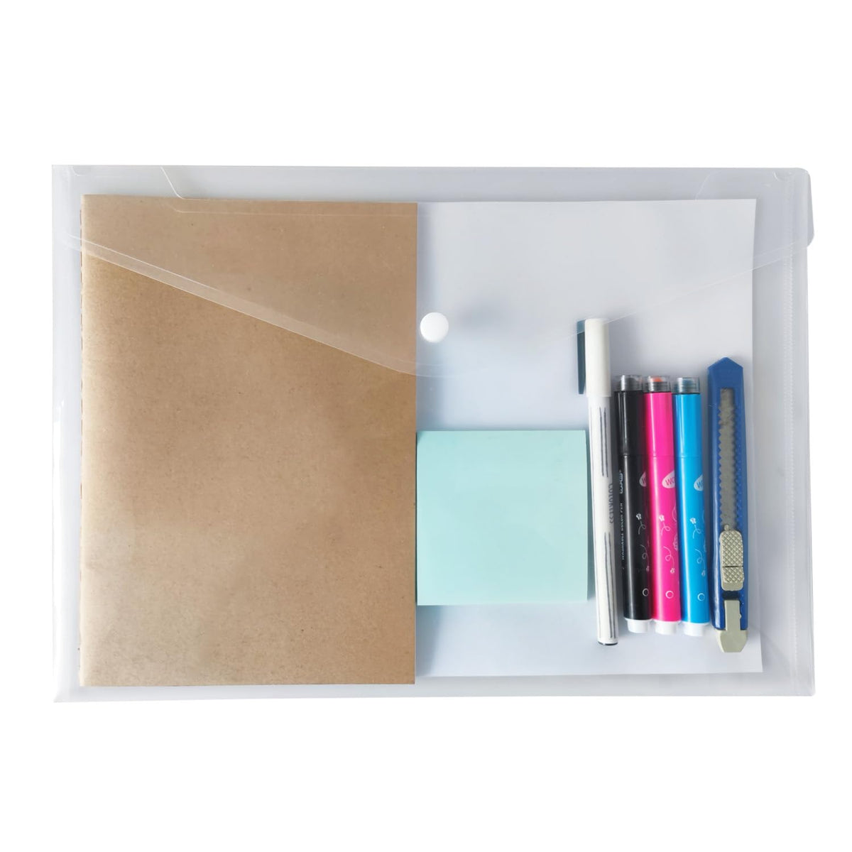20 Pcs Clear Plastic Envelope with Snap Button Closure, Plastic Waterproof Envelope File Folder, Transparent Folders for Documents, Letter Size, A4 Size, for School and Office Supplies