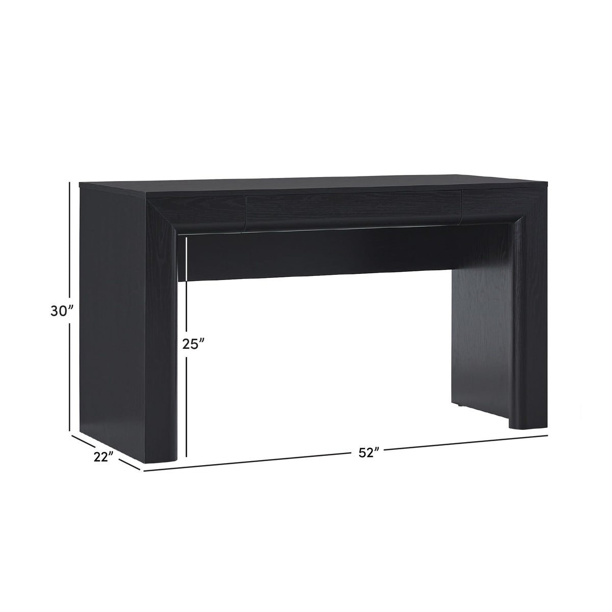 Walker Edison Amira Modern MDF Waterfall Writing Desk with a Built-in Storage Drawer, 52 Inch, Black