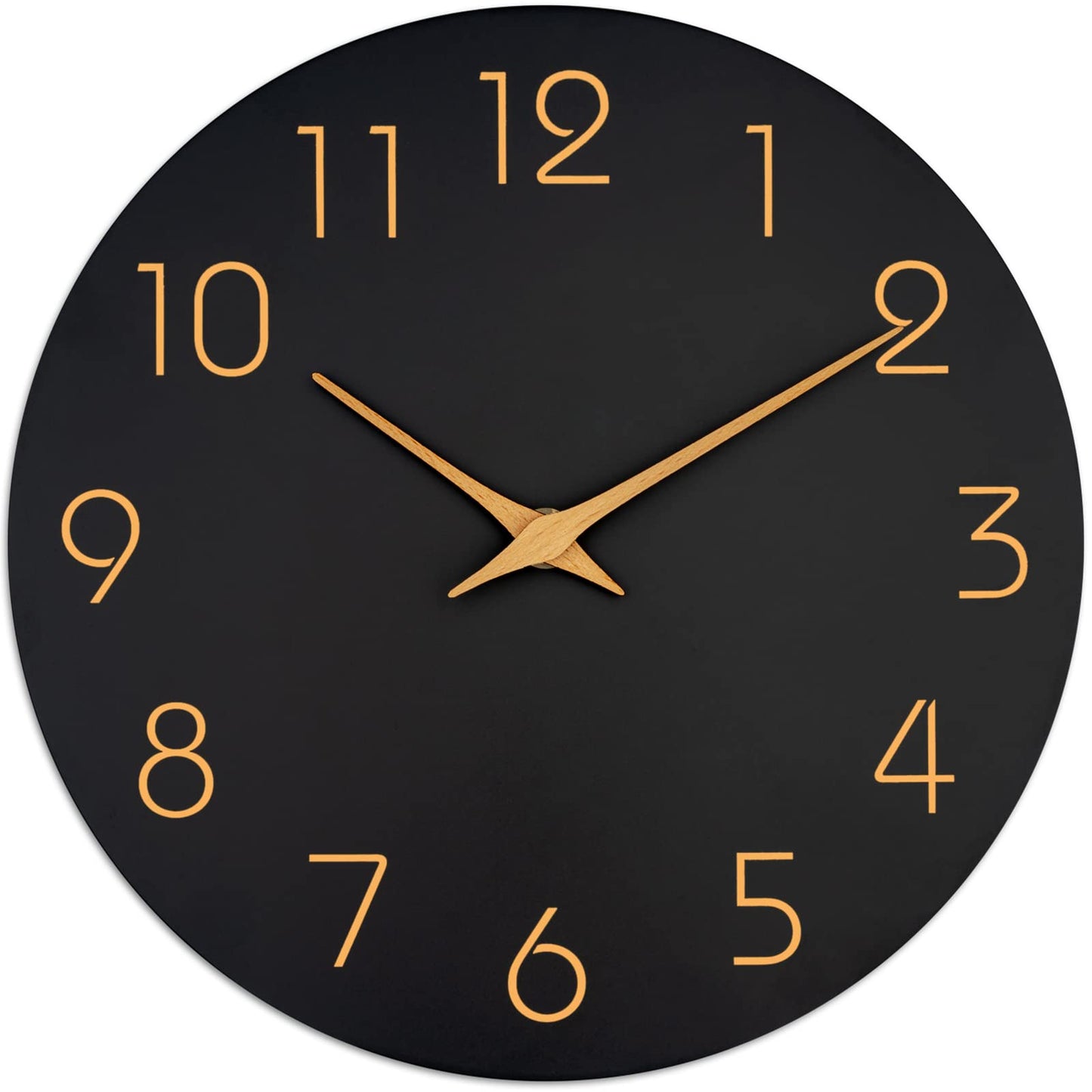 Mosewa 12 Inch Black Wall Clock Battery Operated Silent Non Ticking Modern Simple Minimalist Decorative for Kitchen Bedroom Home Office Bathroom Living Room