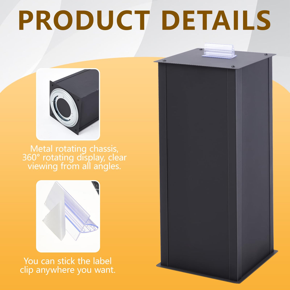 LEIFIDE 19 × 8 1/2 × 8 1/2 inch Rotating Metal Black Four-Sided Magnetic Display Stand, suitable for magnetic keychains, jewelry, badges, models, jewelry fridge magnets, etc