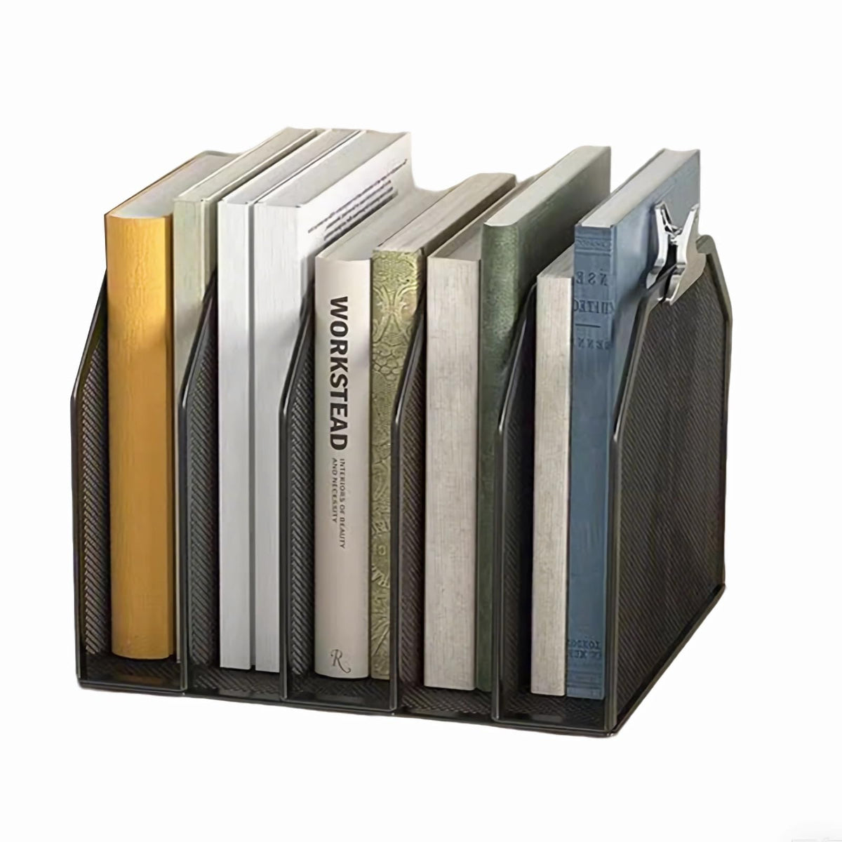ASIFMTHOT 5 Vertical Desk Mail Organizer, Metal Mesh Desktop File Organizer with 5 Vertical Slot - Black, Letter Organizer Rack for Letters, Postcards, Stationery