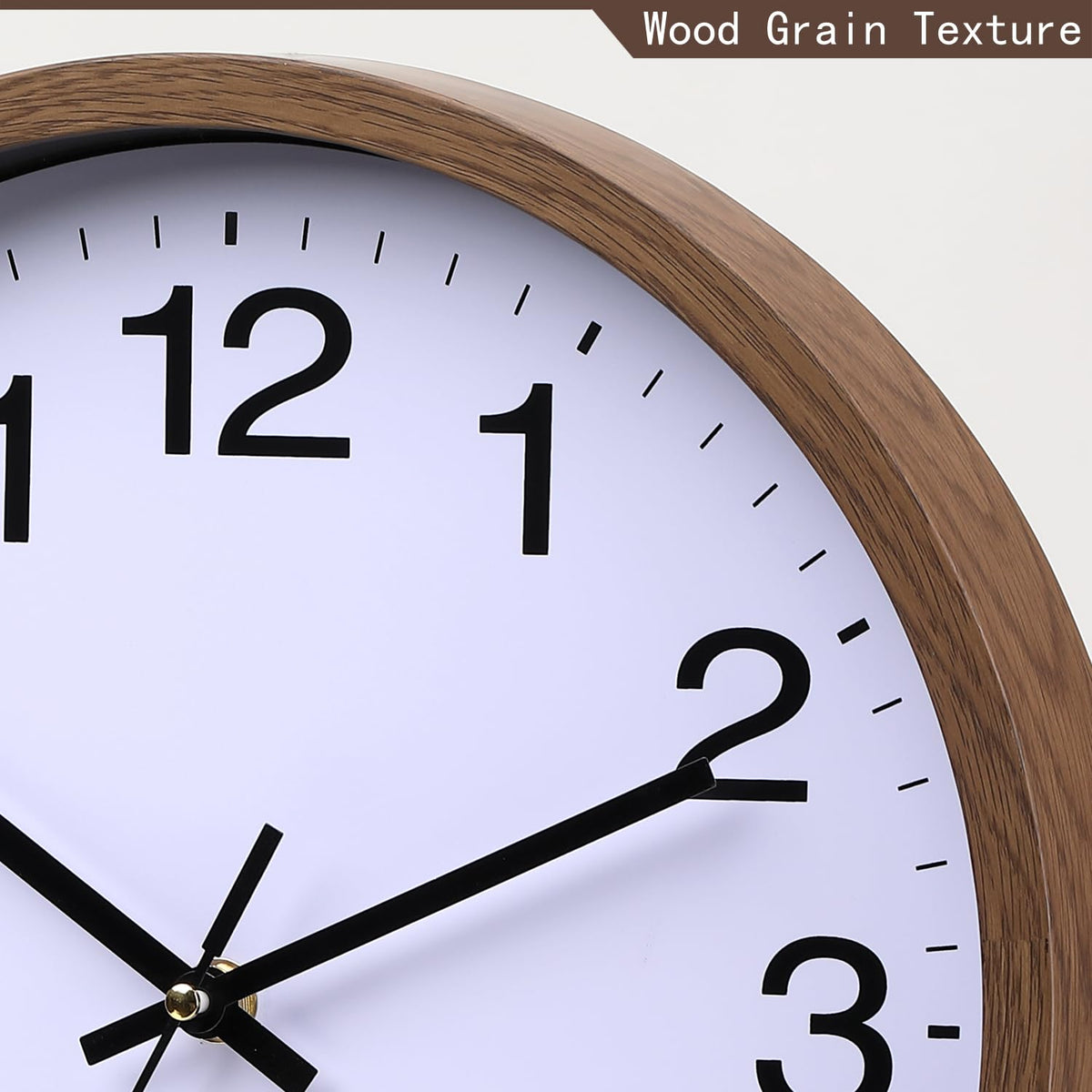 TOHOOYO Wall Clock 12 Inch Wooden Frame Glass Cover Non-Ticking Number Quartz Modern Quartz Design Decorative Bedroom Kitchen Office Classroom Dark Brown