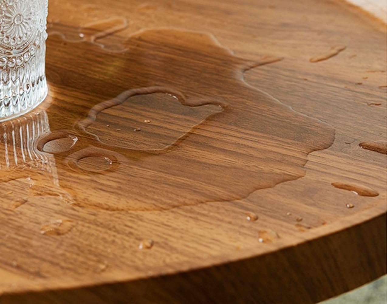 Wooden Coffee Table Rustic Nesting Tables Oval Walnut Coffee Table Modern Sofa Table End Tables for Living Room Home Office Coffee Shop (23.6“ Size)
