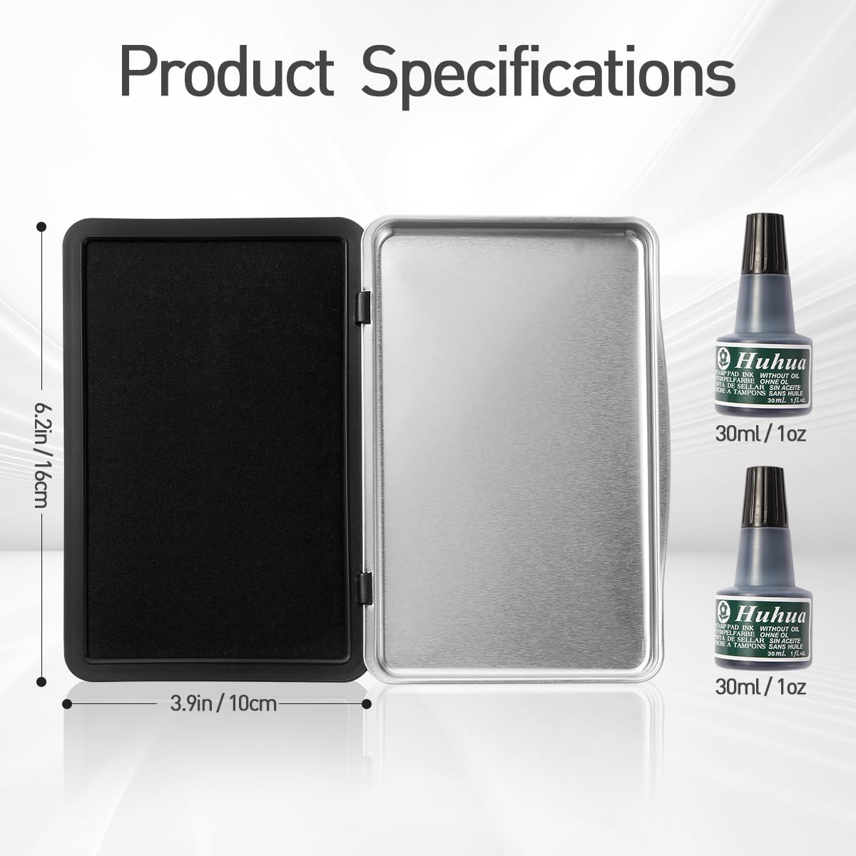 Melispapa Large Black Stamp Ink Pad Set - 1 Black Stamp Pad & 2 Black Ink-Refills (2 oz), 6.2" x 3.9" Large Ink Pad for Rubber Stamps, Non-Toxic, Washable, Waterproof & Permanent