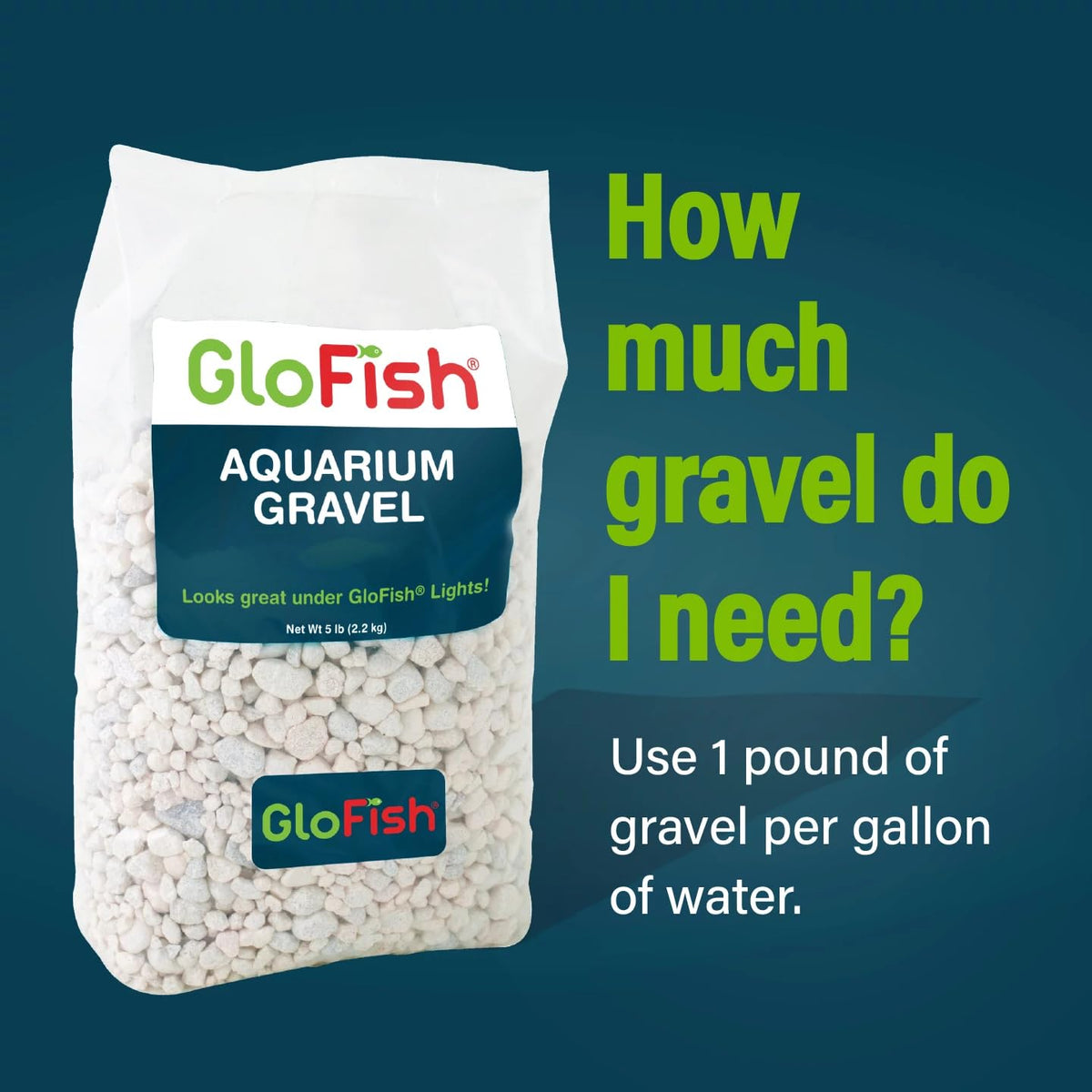 GloFish aquarium Gravel 5 Pounds, White, Complements GloFish Tanks (29022)