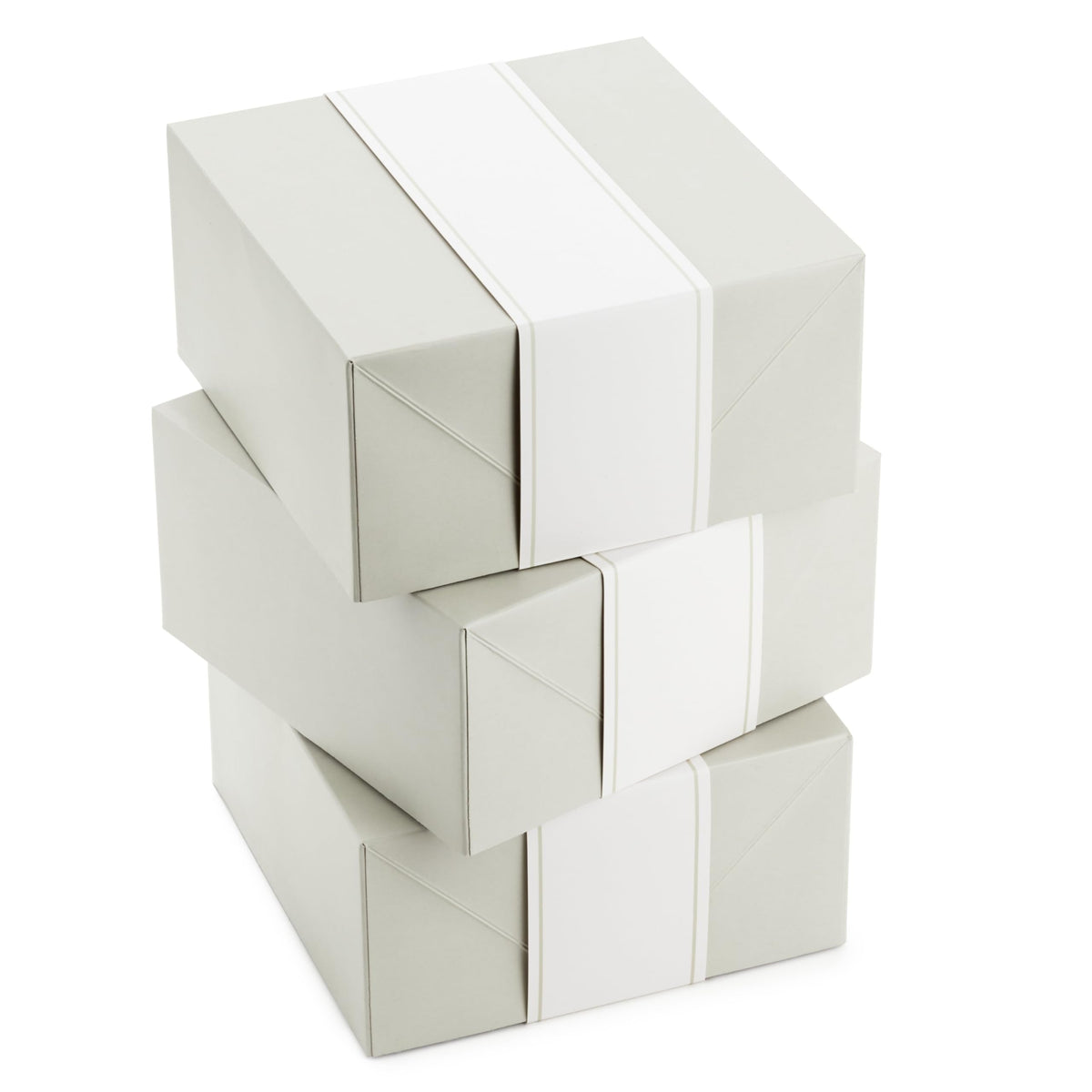 Hallmark 8" Medium Pearl White Gift Boxes with Wrap Bands (3 Boxes, 3 Wrap Bands) for Easter, Weddings, Bridal Parties, Valentine's Day, Graduations, Wrapped Treats and Cookies