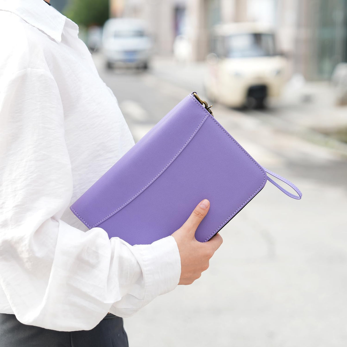 WASON Portfolio A5 Binder Journal with Zipper - Leather pu Writing Notebook Padfolio with Detachable Refillable Notebook, Legal Pad for Business Study and Travel Organizer (Purple)