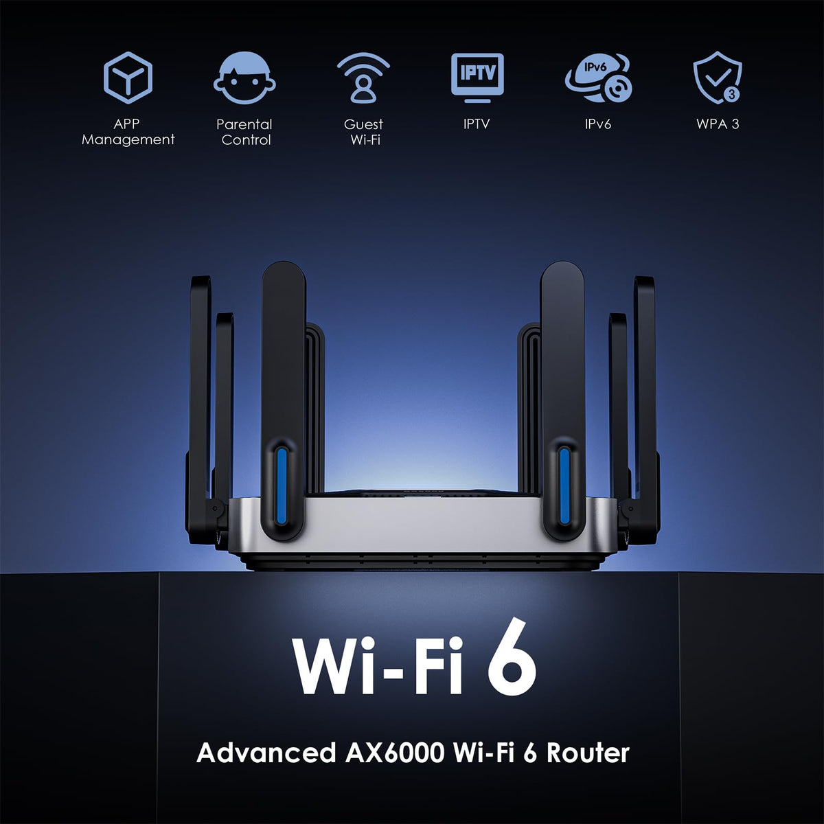 WAVLINK AX6000 WiFi 6 Router Dual Band, 2.5 Gbps WAN/LAN Port, Covers up to 2,150 Sq. ft and 256 Devices, 8x5dBi Antennas, AI QoE, WPA3 & VPN Security for Home/Office, MU-MIMO, Beamforming
