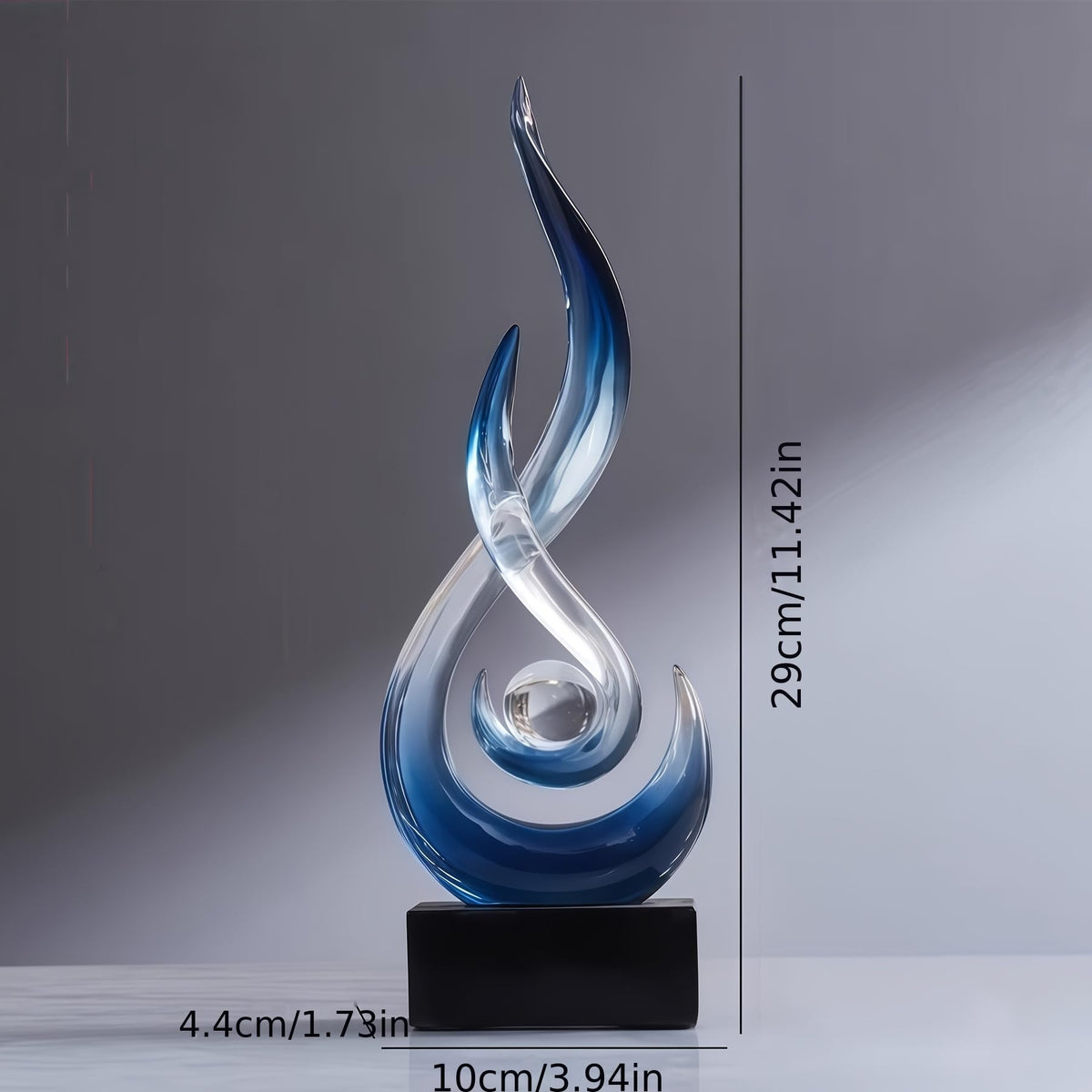 XGZY 15inch Flame Sculpture: Resin Flame Shaped Art Decoration, Suitable for Home, Wine Rack, Office, Bookshelf (Blue Gradient)