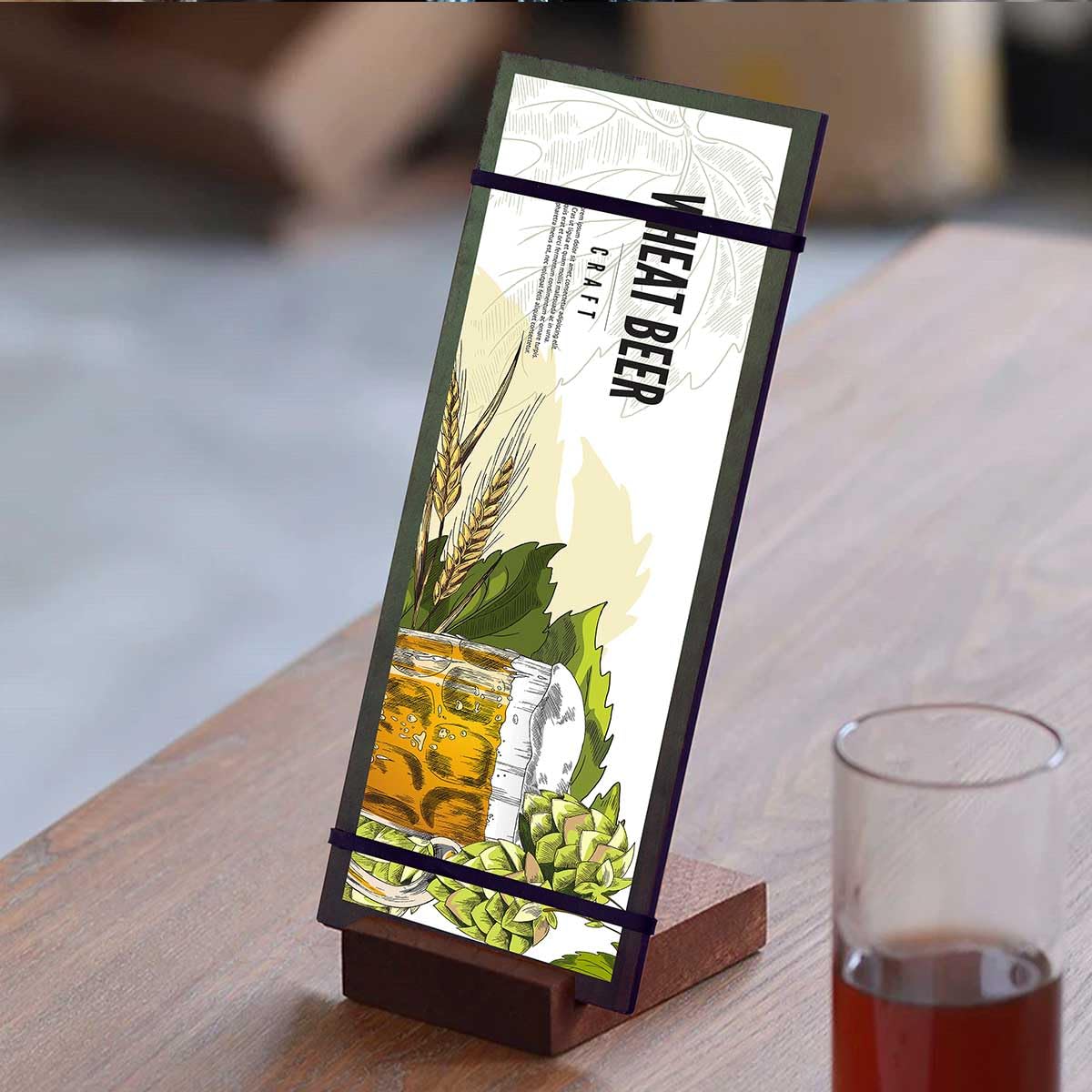 LZMS 4 Pcs 4 1/2" x 12 1/2" Dark Wood Color Clipboards - Menu Holder - Check Presenter with Straps - for Pocket Sized Notepads