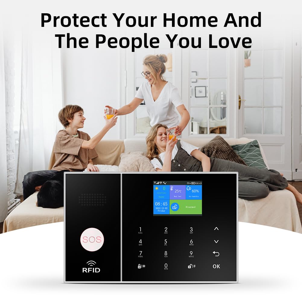YBJ Alarm System for Home Security |16-Piece Kit – Home Security System | Expandable | Easy Setup | Mobile App Control | 24/7 Professional Monitoring | Alexa and Google Assistant Compatible