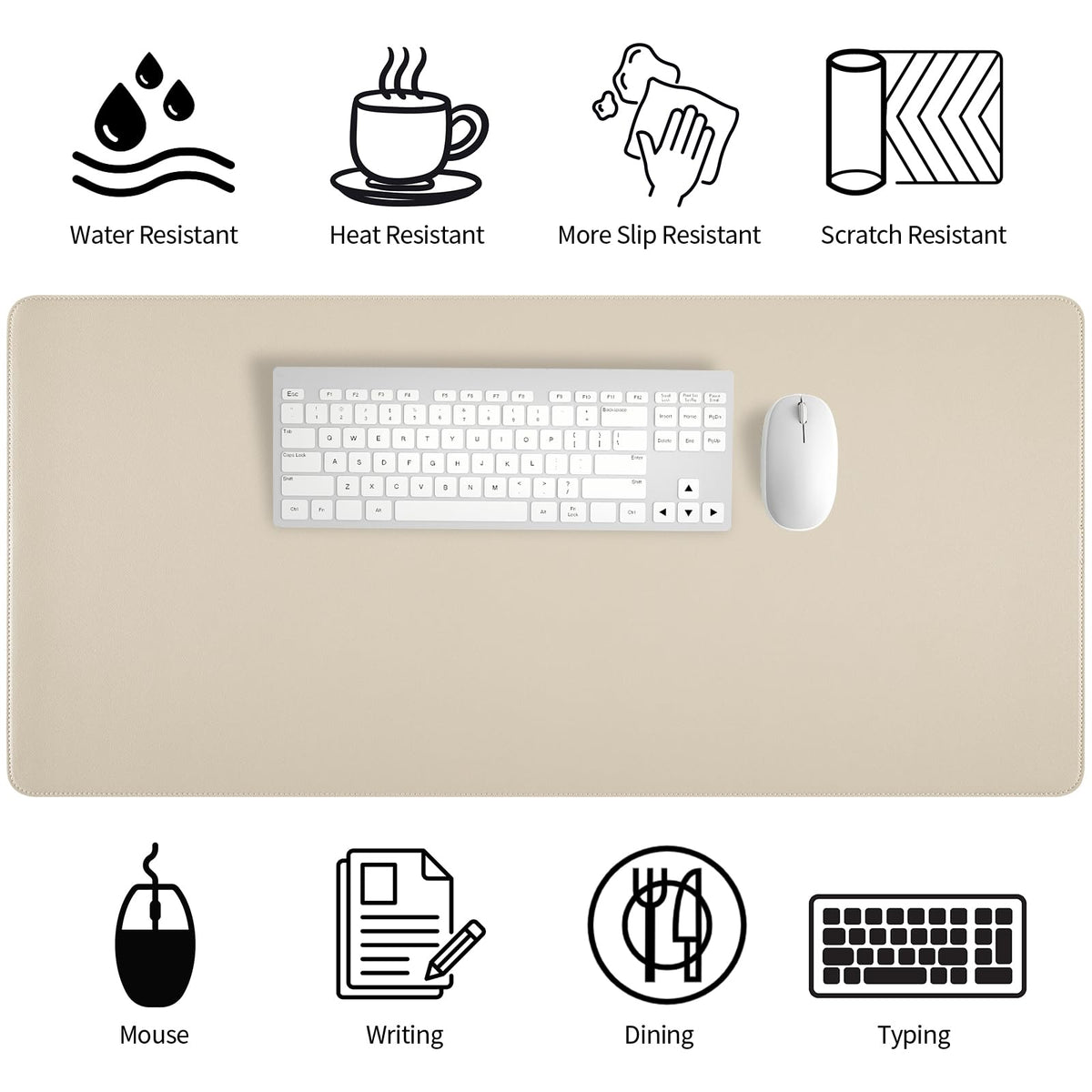 Bloss Desk Mat with Stitched Edges, 35.4"×15.7" Keyboard Pad Skin Pink, Non-Slip Desk Protector Mat, Leather Desk Blotter, Waterproof Desk Pad for Office Home Decor