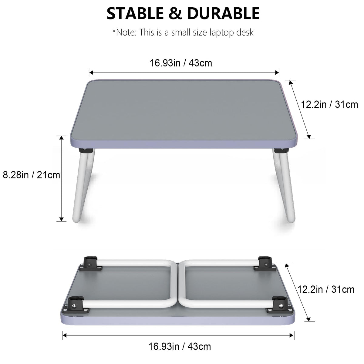 Lap Desks Laptop Tray for Bed or Couch,Portable Breakfast Serving Tray with Folding Legs,Foldable & Lightweight Mini Table, Laptop Stand for Working, Reading and Writing,Gray