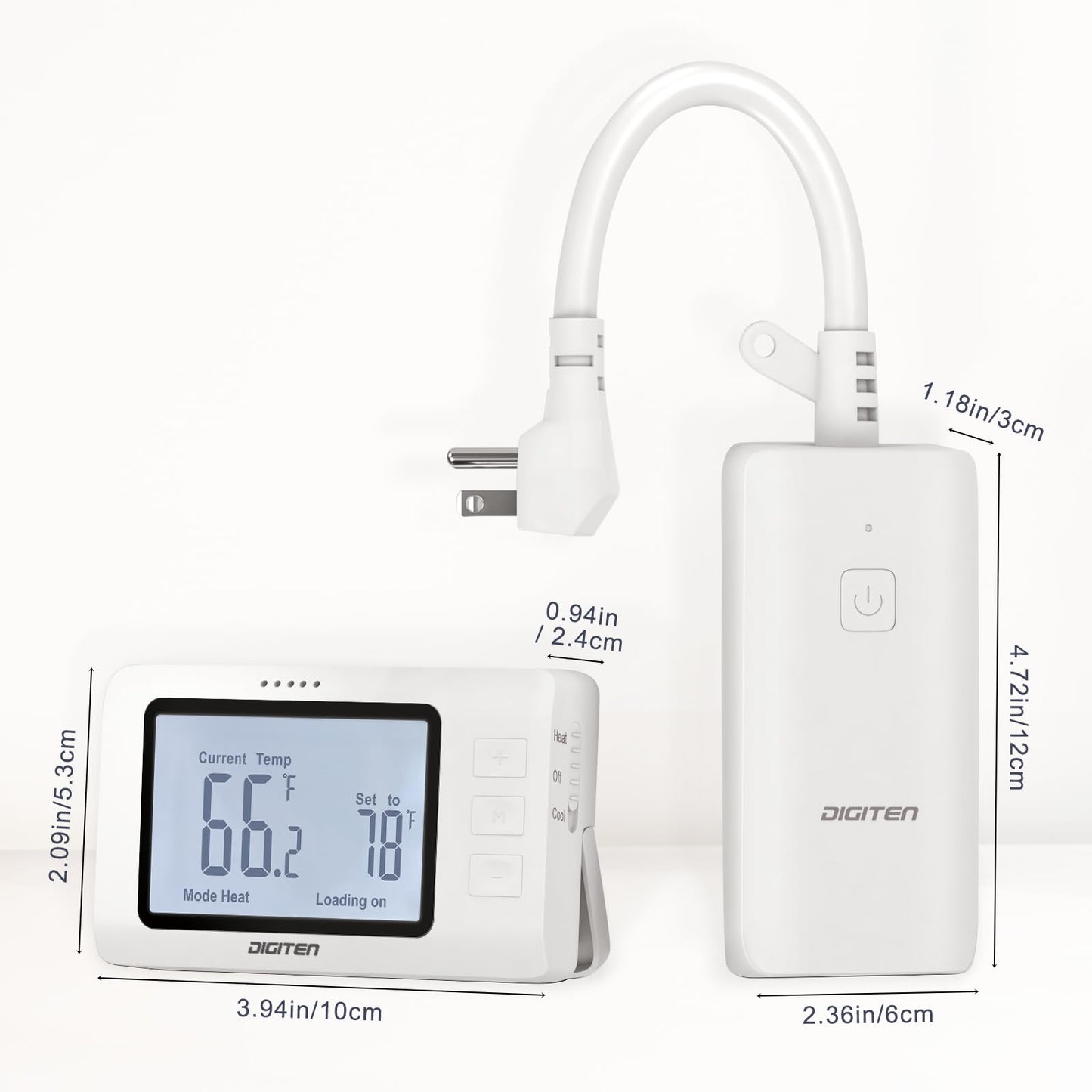 SENSTREE Remote Control Thermostat, pre-Wire Temp Controller with Heating/Cooling Mode, ℃ /℉ Switch, Temperature-Controlled Plug for Space heaters, Window AC, Fans, 110V