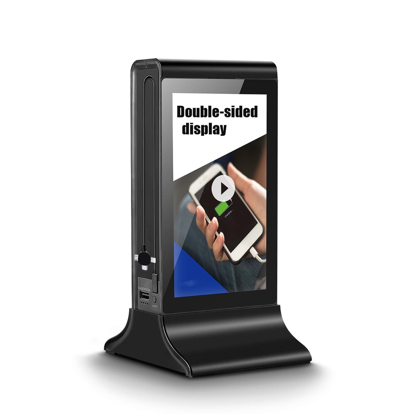 LCD Digital Signage Displayled for Businesses, Electronic Menu Board Double Touch Screen with WiFi Connection,Advertising Display High-Capacity Portable Charging for Bars, Hotels, Public Areas (Black)