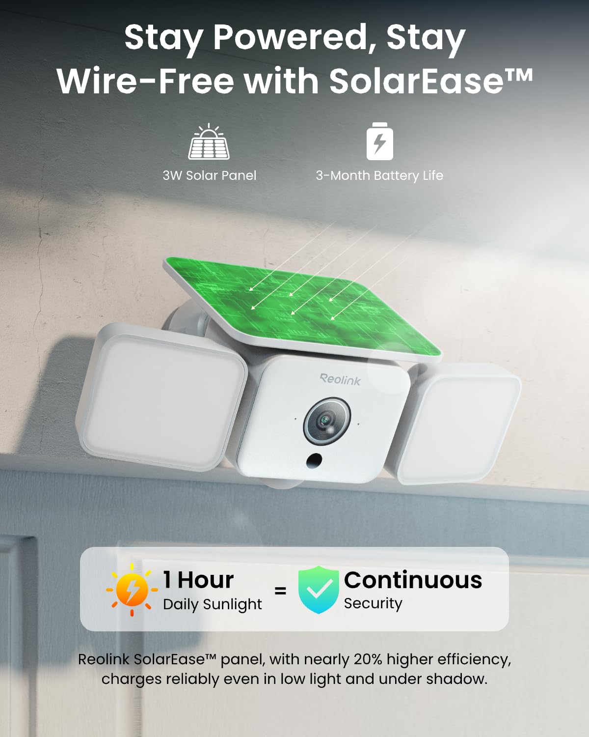 REOLINK Solar Floodlight Cam, 2K 150° Security Cameras Wireless Outdoor, Up to 1000lm Light & Siren Alarm, AI/PIR Motion-Activated Floodlight, Color Night Vision, WiFi 6 2.4/5GHz, IP66