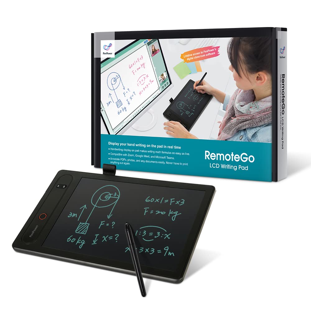 PenPower RemoteGo LCD Writing Pad | LCD Panel | Visible Handwriting | Video & Voice Comment on PDF | Annotation, Screen Recording and Math Formula Recognition | Pen Tablet for Adults