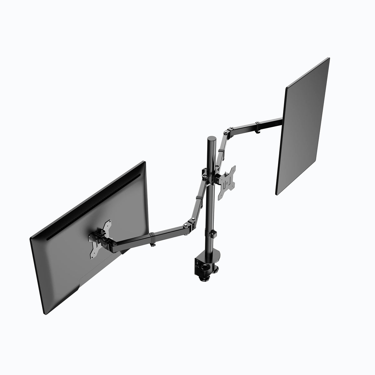 Rocelco Premium Triple Monitor Desk Mount - Standard Pattern Fits 13" - 27" LED LCD Flat Computer Screen - Three Articulated Full Motion Adjustable Arms - Grommet and C Clamp - Black (R DM3)