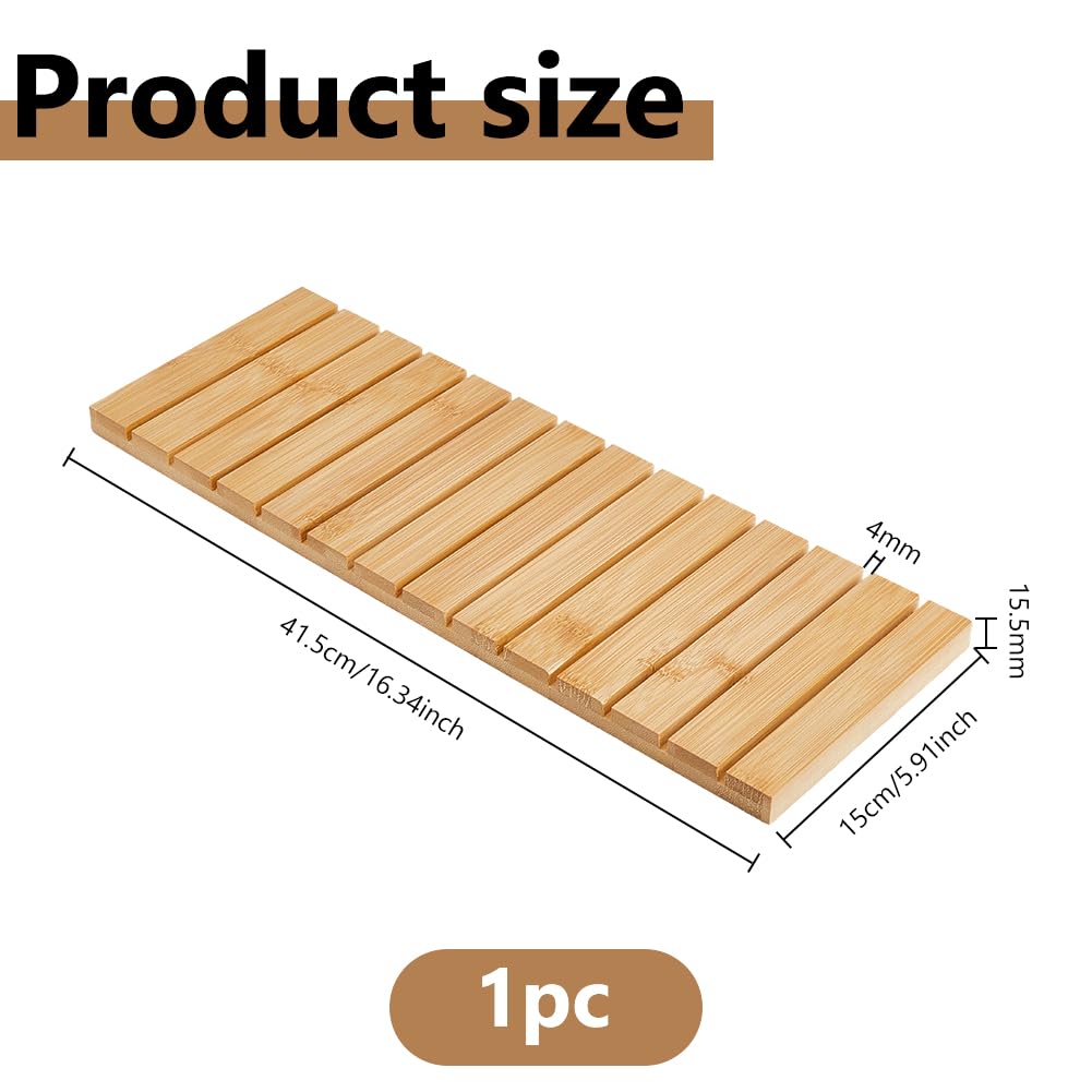 DICOSMETIC 41.5x15cm Bamboo Clipboard Holder 13 Slots Wooden Clipboard Organizer Menu Display Receipt Holder Document Typing Paper Stand for Restaurant Office School