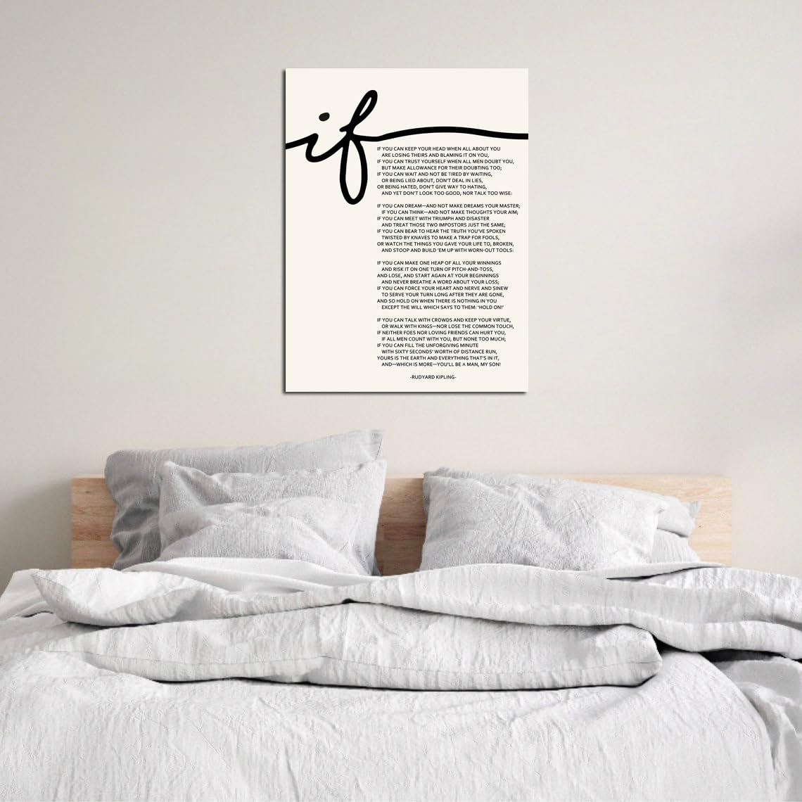 Mokihidream If Poem Inspirational Framed Canvas Print Wall Art If Poem by Rudyard Kipling Motivational Poetry Wall Decor If Poster Font Quote If Kipling Home Office Inspirational Literature Art