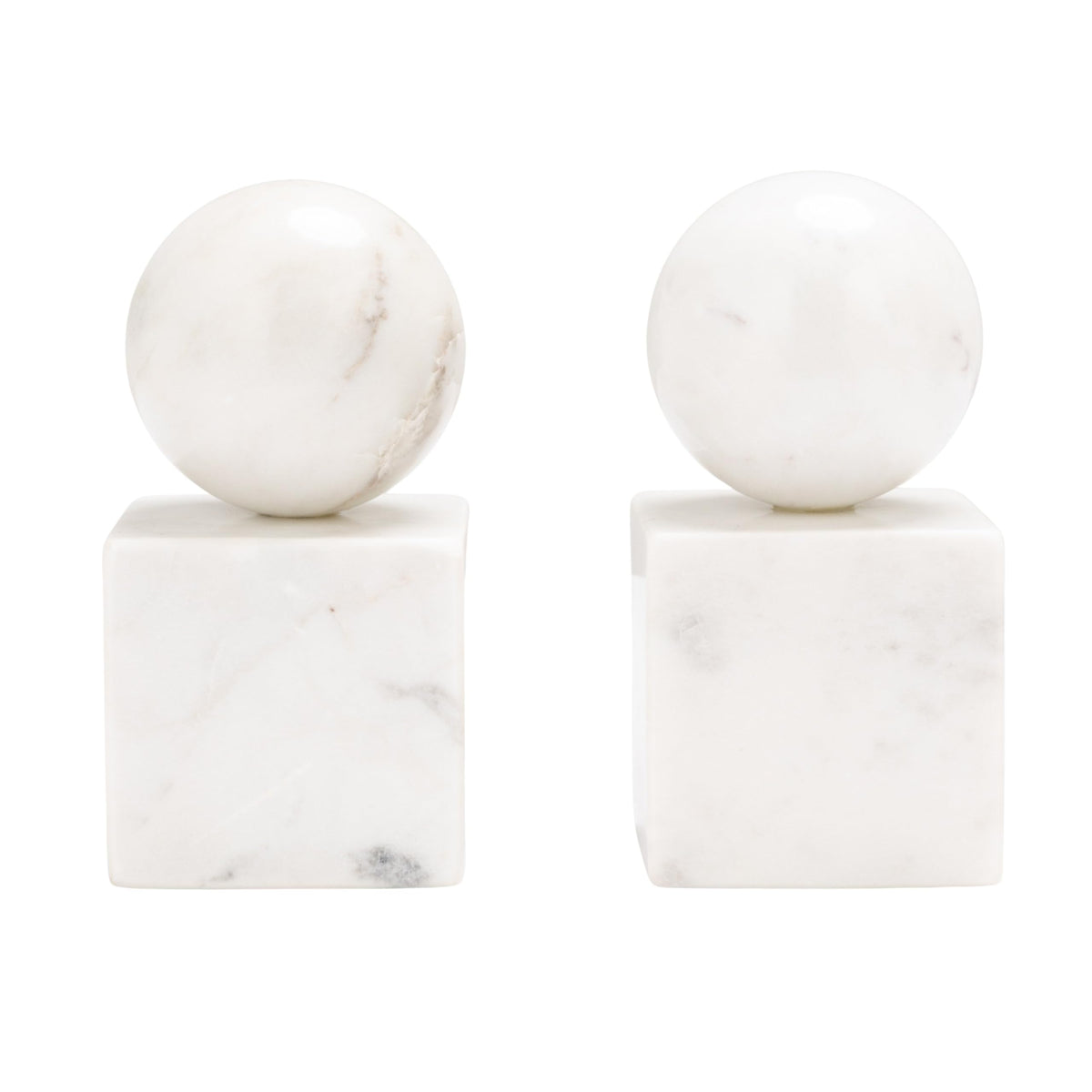 Creative Co-Op 2-Piece Marble Geometric Bookends, White