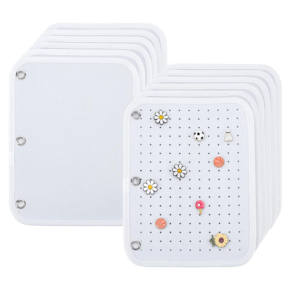 PH PandaHall 6pcs Enamel Pin Display Pages, 8.5"x11" Pin Trading Board Pages Felt Pins Boards Page Brooch Display Holder with Protective Page for Binder Brooch Button Lapel Pins Protect, White