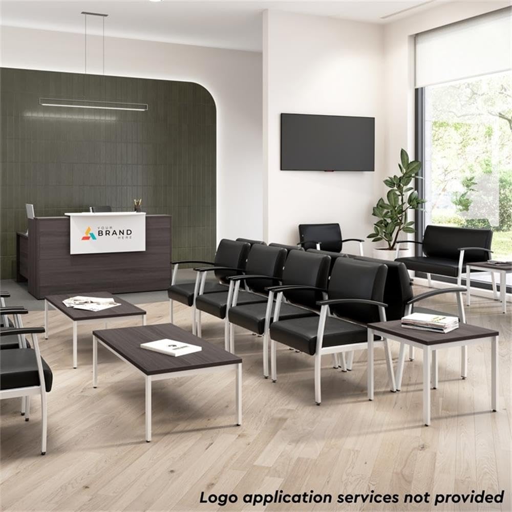 Bush Business Furniture Arrive Bariatric Waiting Room Guest Chair with Arms in Black Vinyl, Reception Area Seating for Office and Lobby