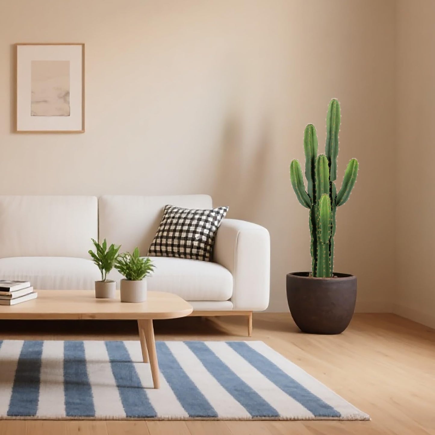 Nafresh UV-Resistant Artificial Fake Cactus Plants 4ft – Large Faux Cowboy Cactus for Indoor & Outdoor Home, Office, or Garden Decor