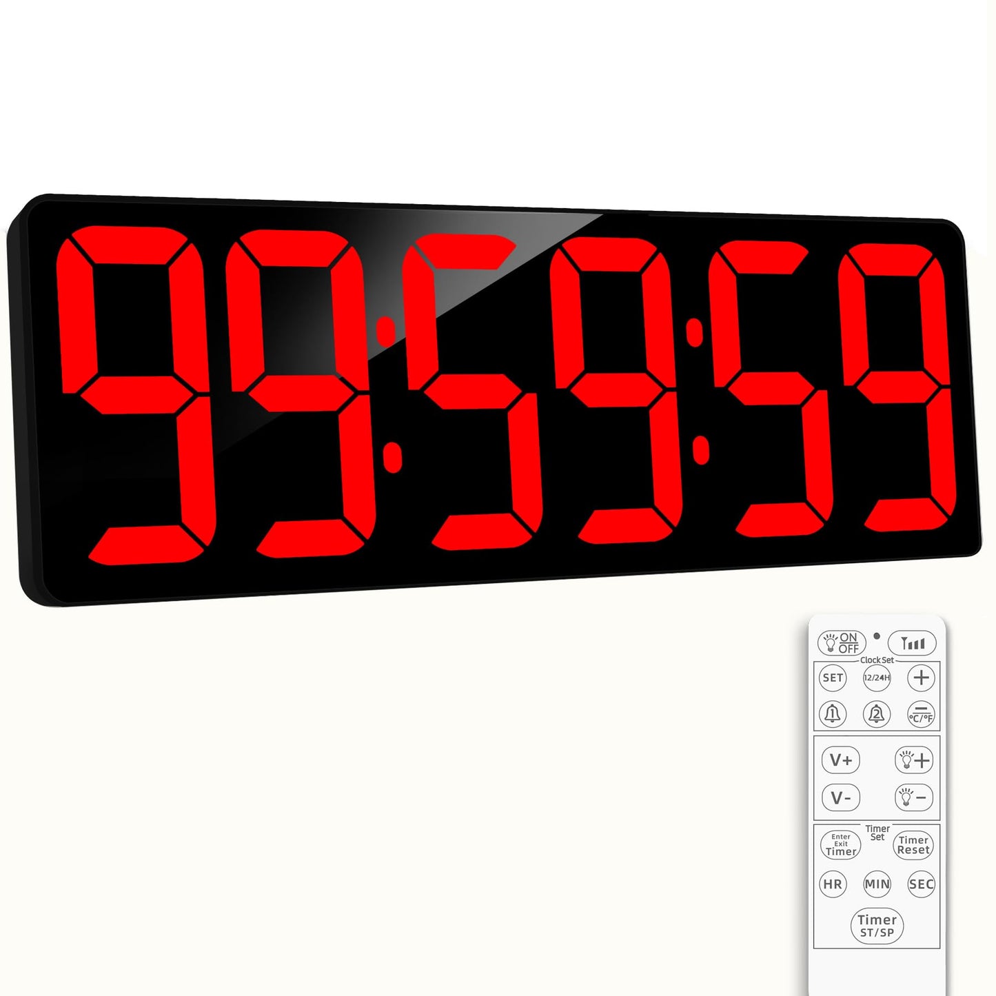 SJJSKY 17.2" Large Digital Timer Wall Clock with Remote Control, Count Down Up Digital Timer, Auto DST LED Big Digital Clock for Bedroom Kitchen Living Room Office Gym Home Decor, Red