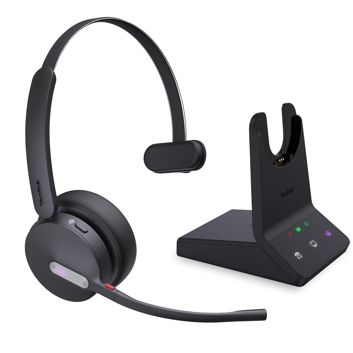 Yealink WH64 Teams Mono DECT & Bluetooth Wireless Headset, 606ft Range Microsoft Certified, Single On Ear Headphone with 3X Noise Cancelling Mic, 26H Talk Time, Office Desk IP Phone, PC, Computer