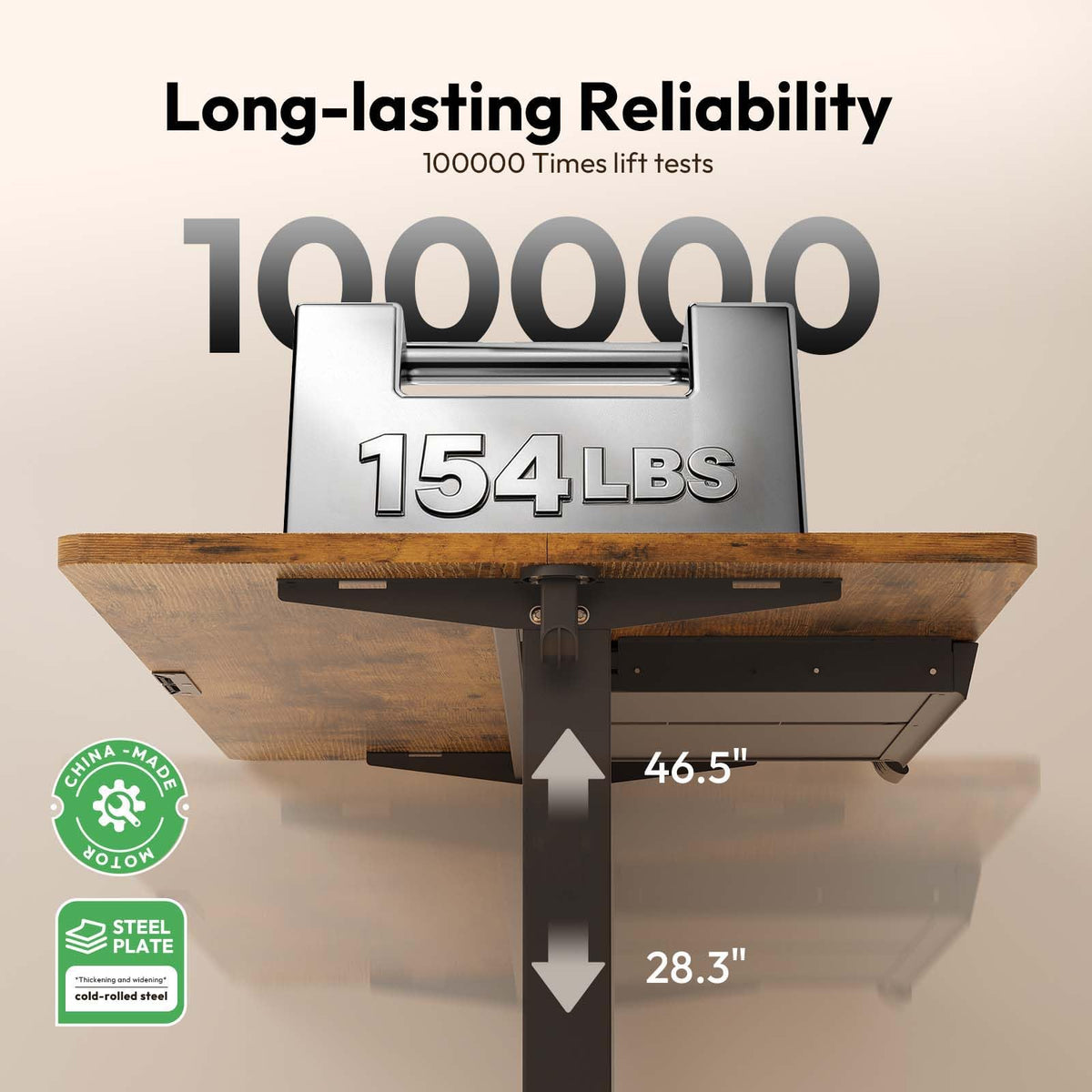 Gamork Electric Standing Desk with Drawers,48x24 inches Height Adjustable Sit-Stand Desk with Storage Shelf,3 Preset Heights,Equipped with Hooks,Ergonomic Gaming Table for Home and Study，Brown