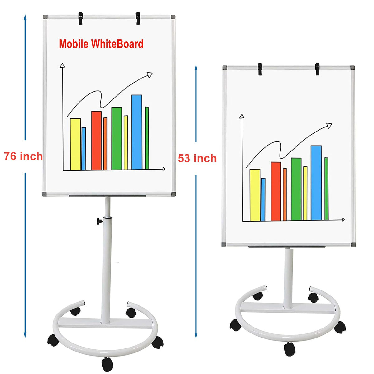 BEST BOARD Mobile Easel Whiteboard 28 × 40 Inches Adjustable Height Rolling Whiteboard on Wheels, Portable Dry Erase Board Stand Easel Flipchart with Paper Pad