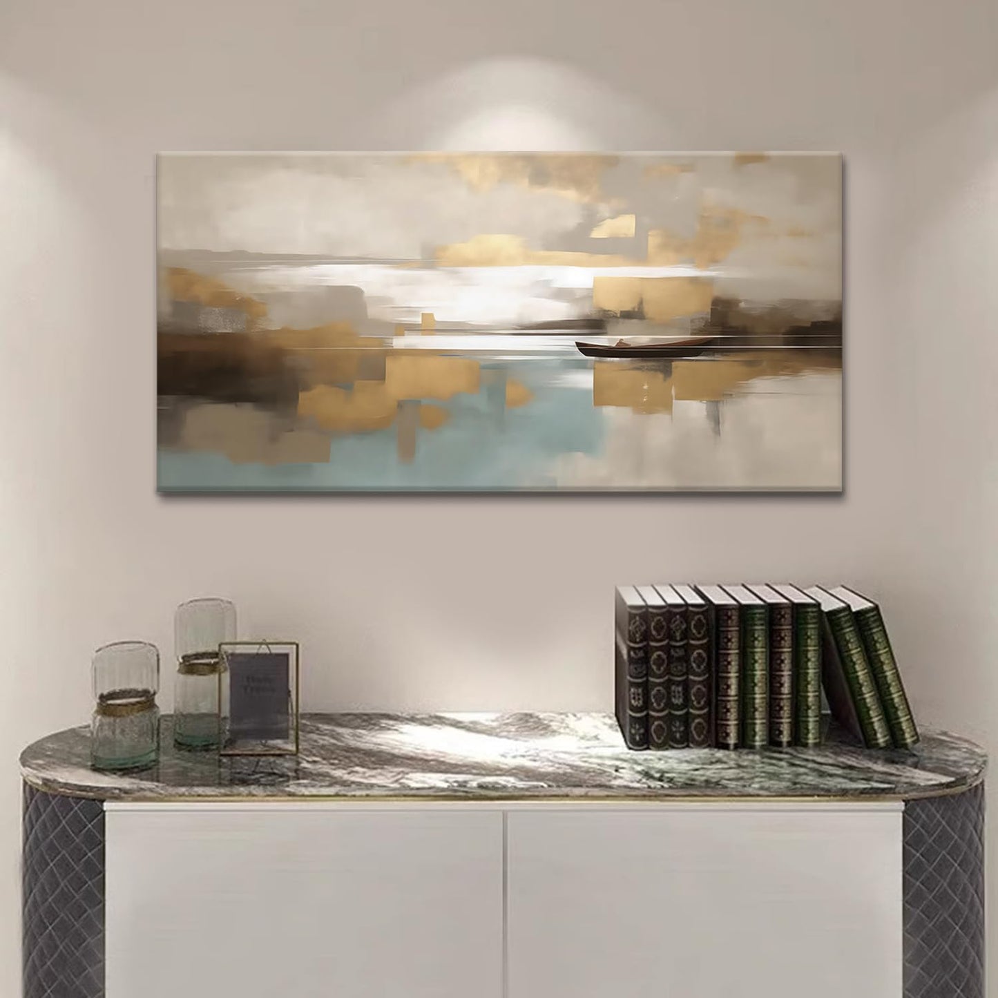 Beige Abstract Wall Art Living Room Wall Decor Canvas Painting Framed Modern Abstract Artwork Print Neutral Wall Art Bedroom Decor Picture Artwork for Office