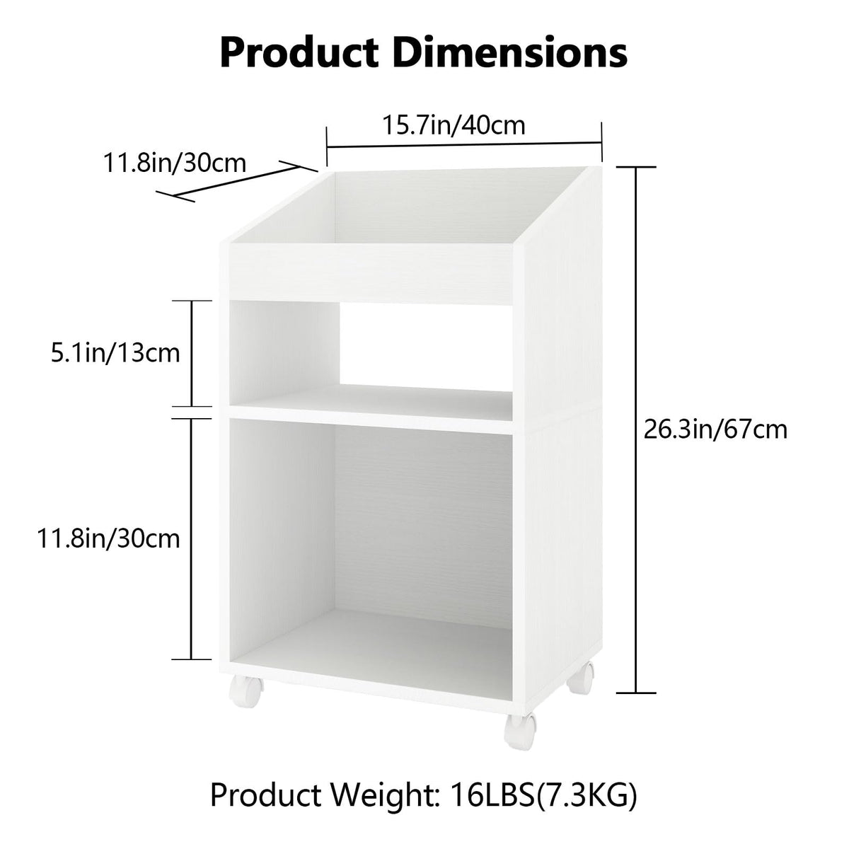 Permory 3-Tier Mobile Files Cabinet, Under Desk White Storage Organizer with Wheels for Home Office (White)