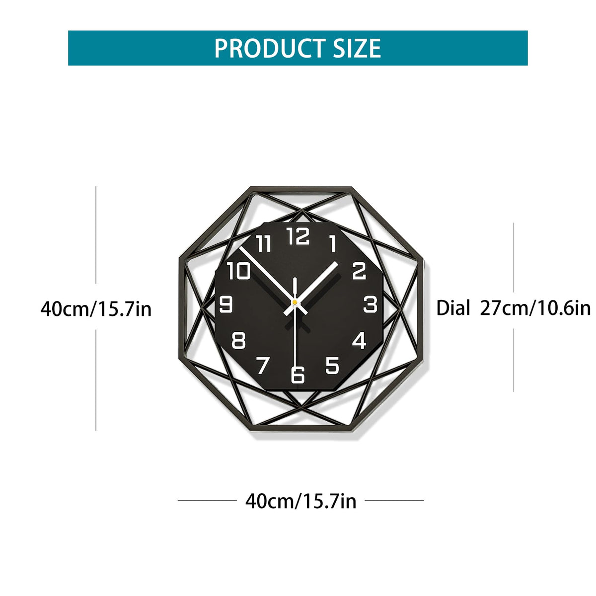 YIJIDECOR Large Wall Clocks for Living Room Decor 16 inch Silent Modern Wall Clocks Wall Clock Battery Operated Non Ticking Black Wood Decorative Clock Wall for Kitchen Bedroom Office Classroom