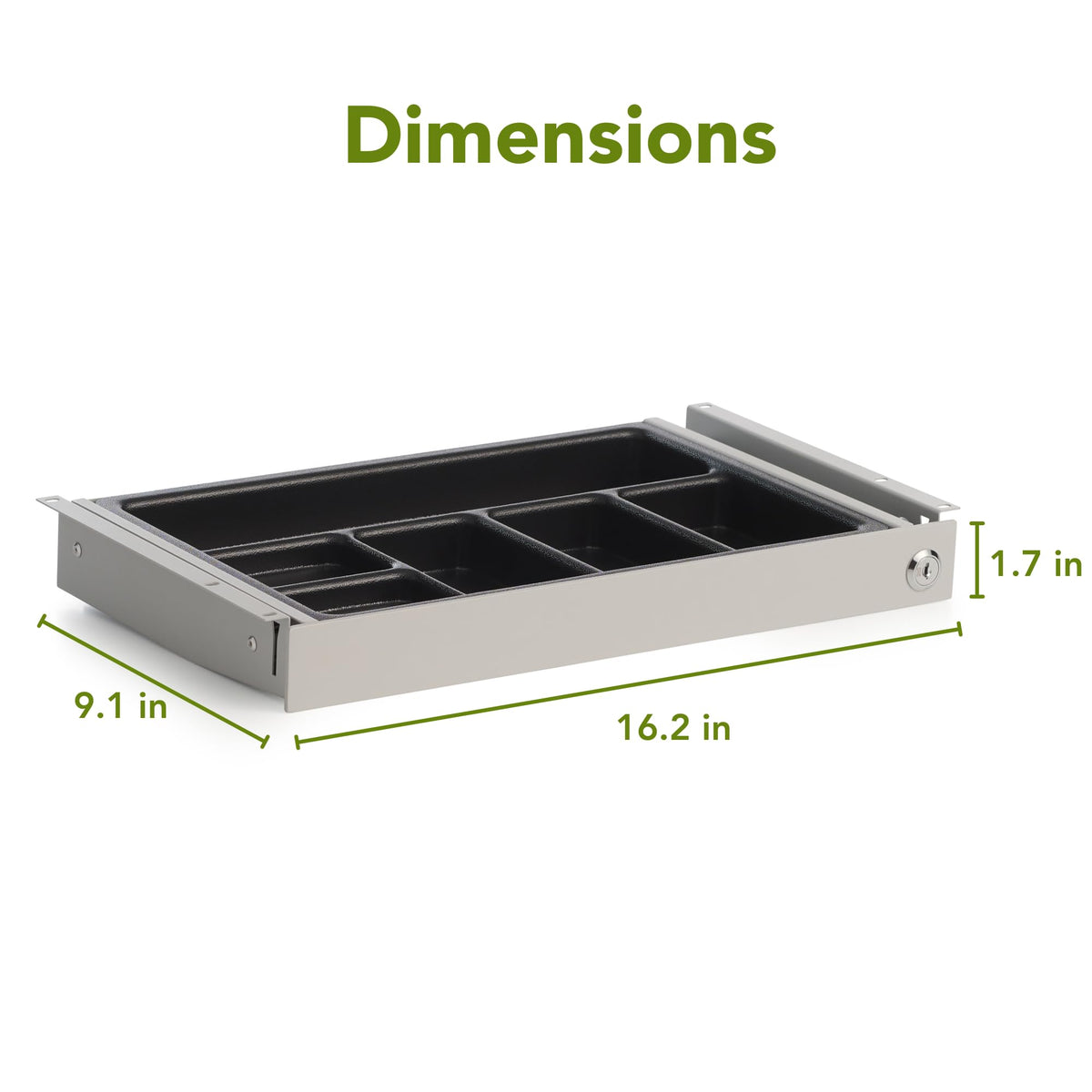 PERFECT POSTURE Max Under Desk Storage Drawer – Large Desk Drawer with Lock for Regular & Sit-Stand Standing Desks, Gray (16.2” x 9.3")