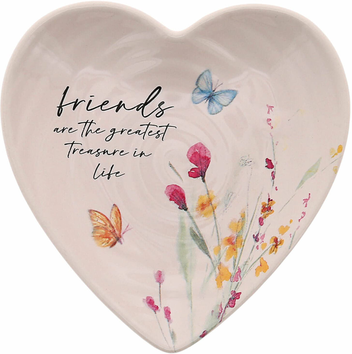 Pavilion Gift Company - Friend - Ceramic Heart-Shaped Keepsake Dish, Watercolor Floral Design, Valentines Day Gift For Girlfriend, Unique Gifts for Friend, Trinket Dish, Ring Holder, Jewelry Dish