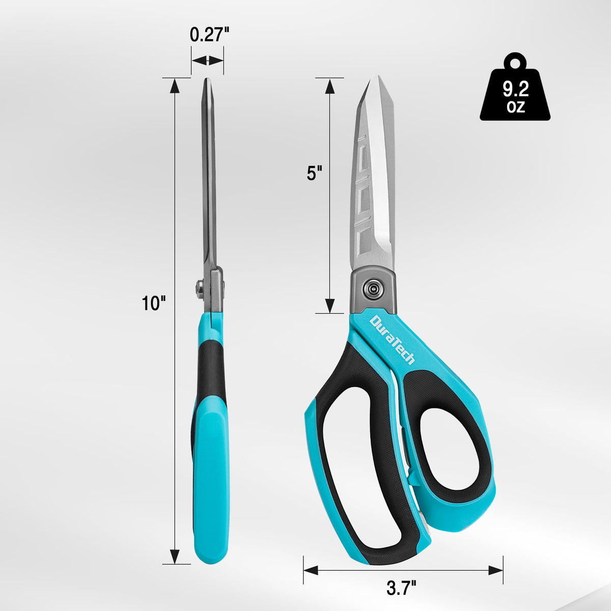 DURATECH 10" All-Purpose Heavy Duty Scissors, Stainless Steel Utility Scissors with Ergonomic Handle, Industrial Shears for Carpet, Leather, Fabric, and Household Use