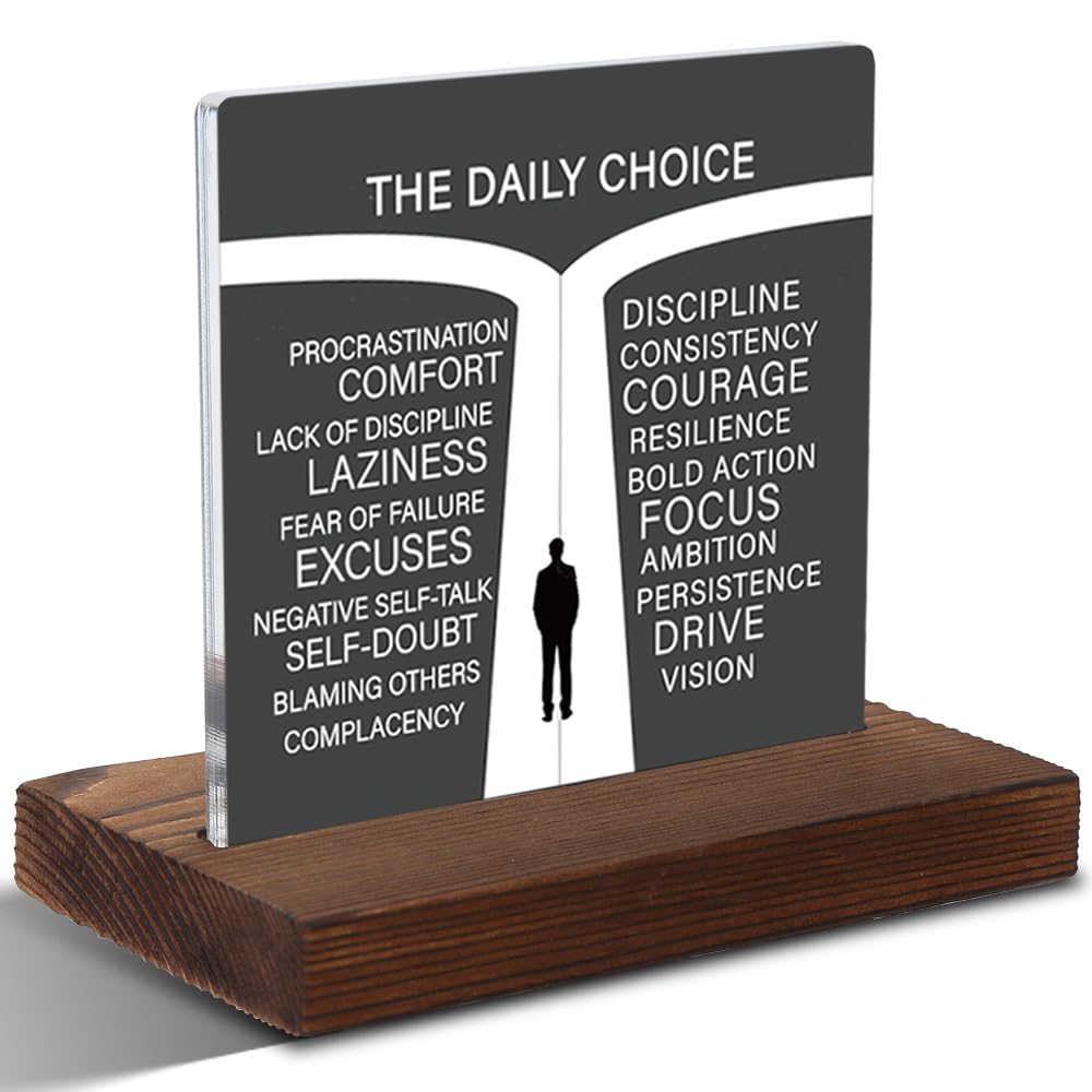 The Daily Choice Motivational Wall Art – Discipline vs Excuses Inspirational Poster for Office, Gym, or Study Space, 4x4 Inch Daily Reminder Quote Print, XXD170