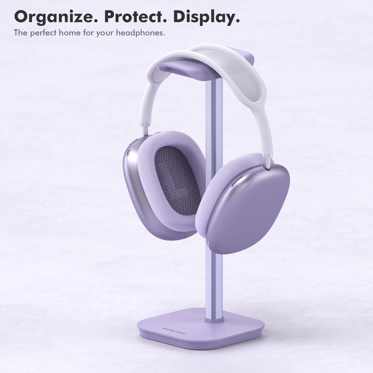 MANMUVIMO Headphone Stand, Desktop Headset Holder (Purple) Heavy Base Desk Earphone Stand Aluminum Gaming Headset Hanger Rack for AirPods Max, AirPods, AirPods Pro, Beats, Bose